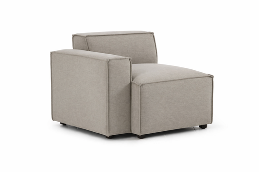 left arm modular sofa seat with deep cushioning and soft fabric