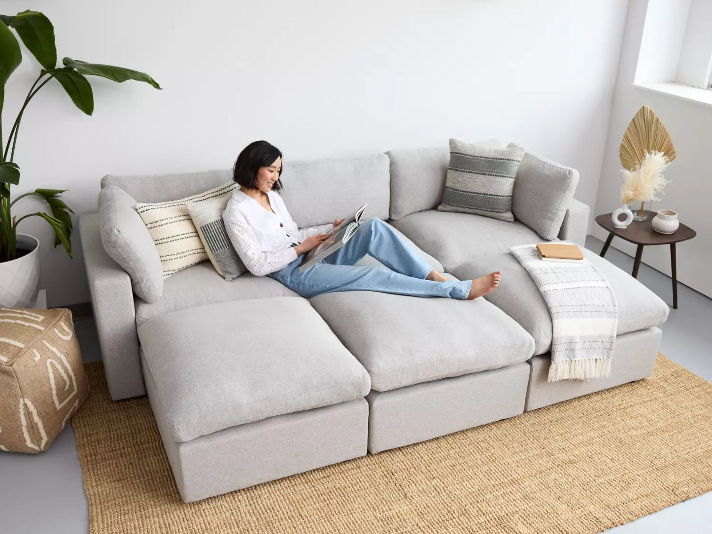 modular corner sofa with compact footprint and deep seating
