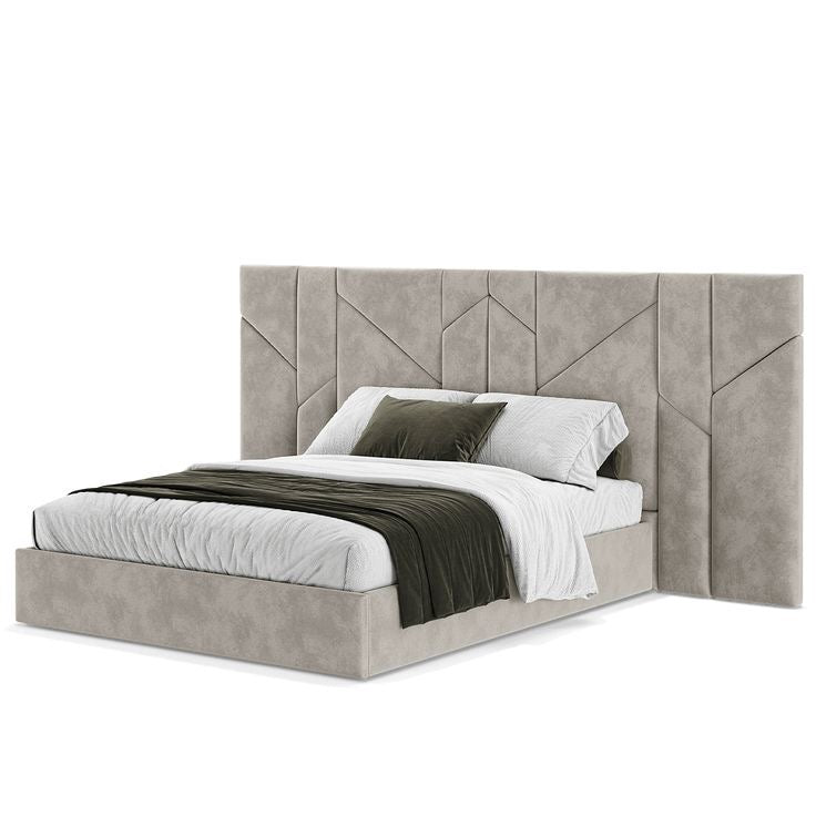 modern upholstered bed with clean lines and structured headboard design