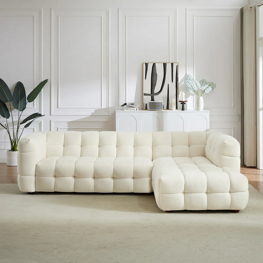 Kyla Soft Boucle Chaise L Shape Sectional Sofa