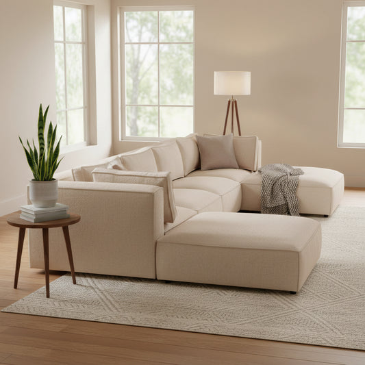 modern U shaped sofa with extended lounging section