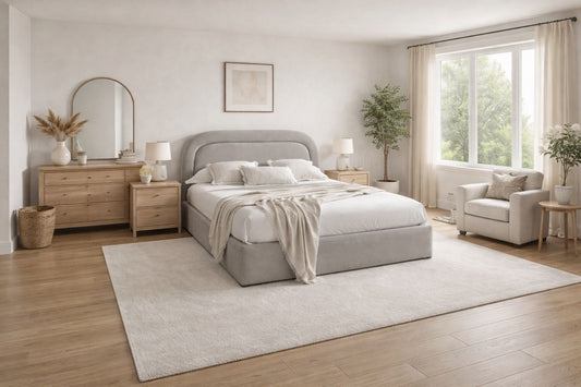 Rounded Upholstered Frame with Soft Minimalist Design
Alt text: contemporary bed with rounded silhouette and neutral fabric upholstery