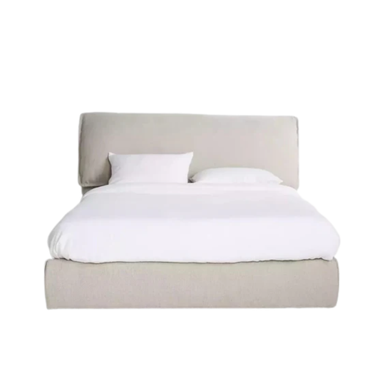 contemporary bed with smooth upholstery and refined silhouette