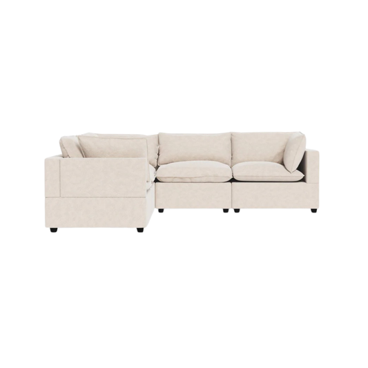 Generously proportioned seats and plush, sink-in cushions deliver an indulgent lounging experience. The wraparound configuration offers a cocooning feel, making it ideal for social gatherings or unwinding in complete comfort.