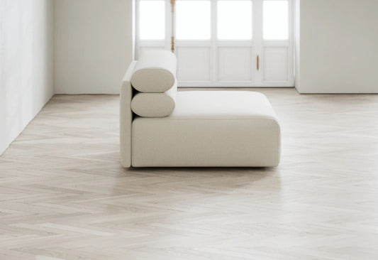 Roma modular seat unit in luxe fabric with soft foam interiors
