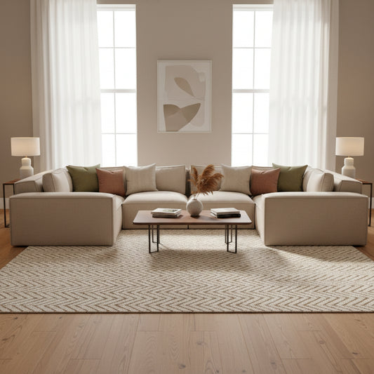 spacious U shaped sofa designed for modern family living