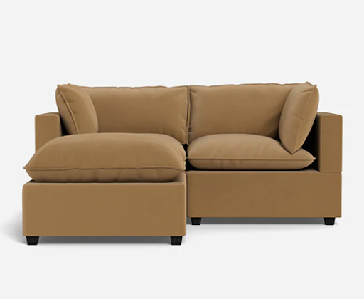 Brown velvet three seater