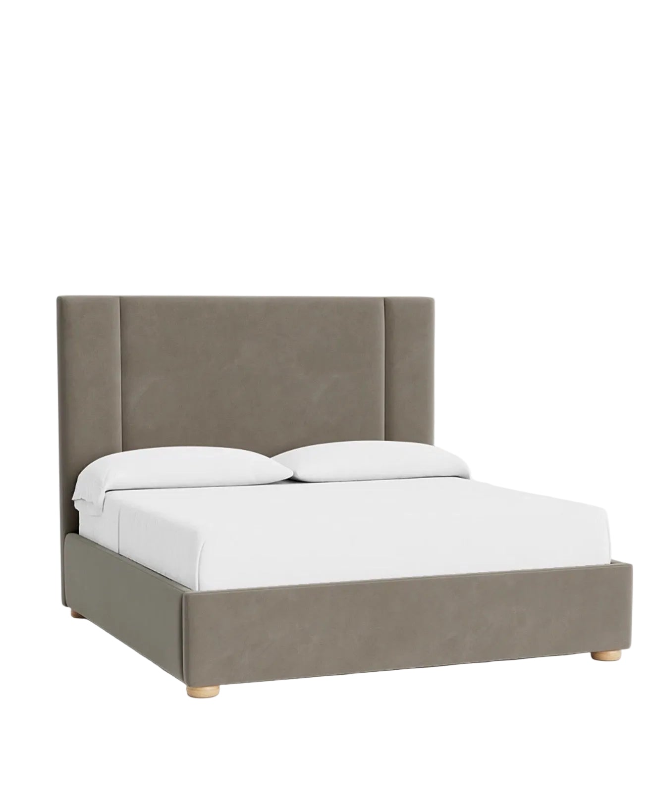 Contemporary upholstered bed frame with clean panel headboard and refined low profile structure
