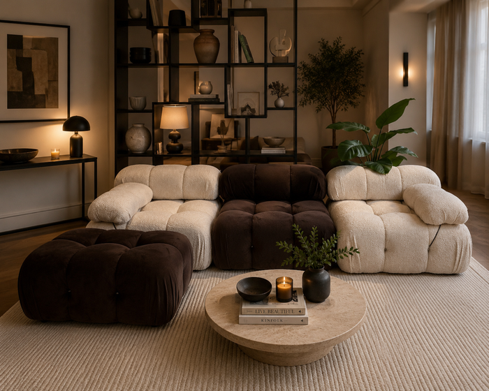 ADD APPROPTIATE IMAGE <br>  Bespoke corner sofa, custom Boucle fabric