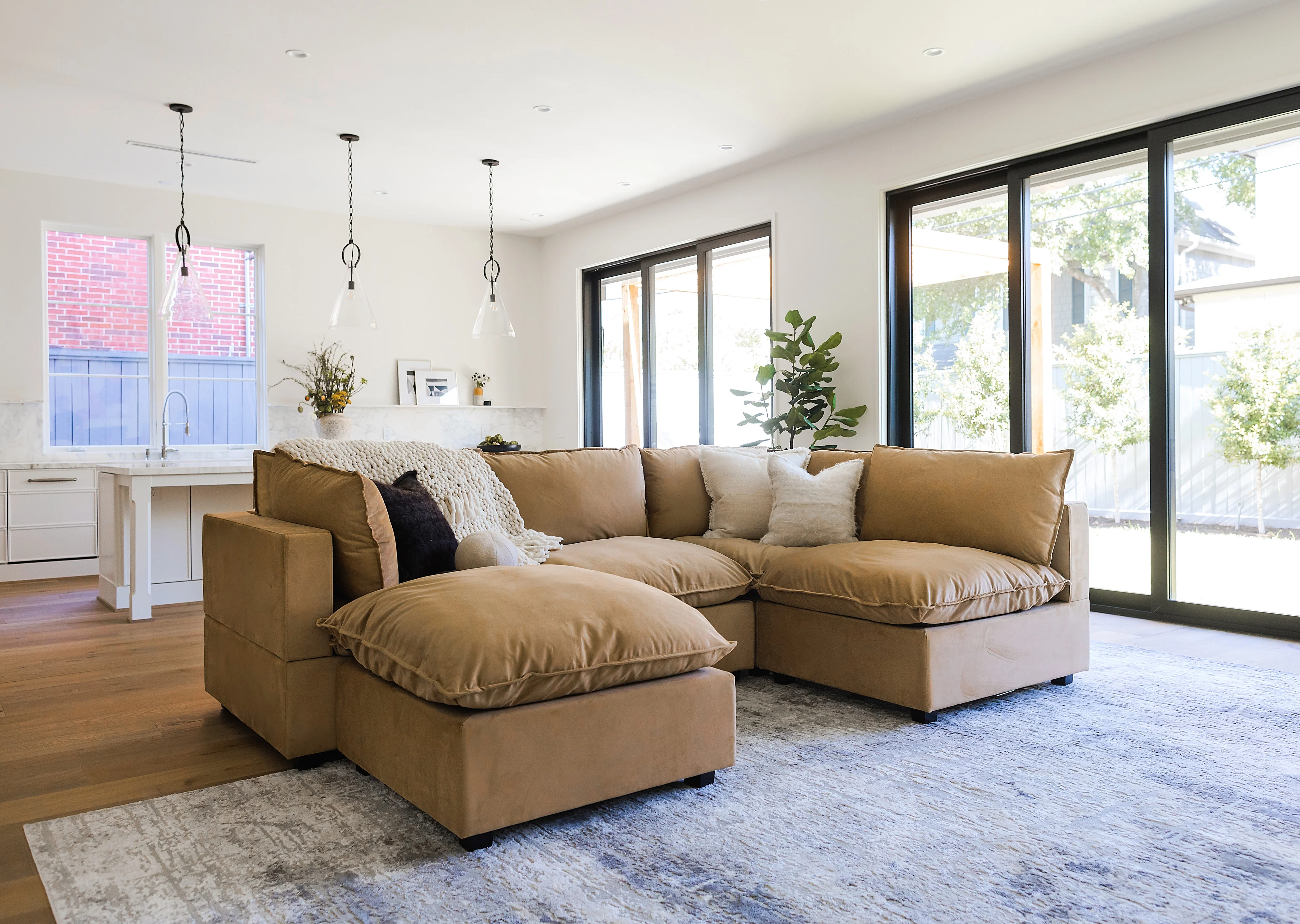 Poka L Shape Open End Modular Sofa + Footstool