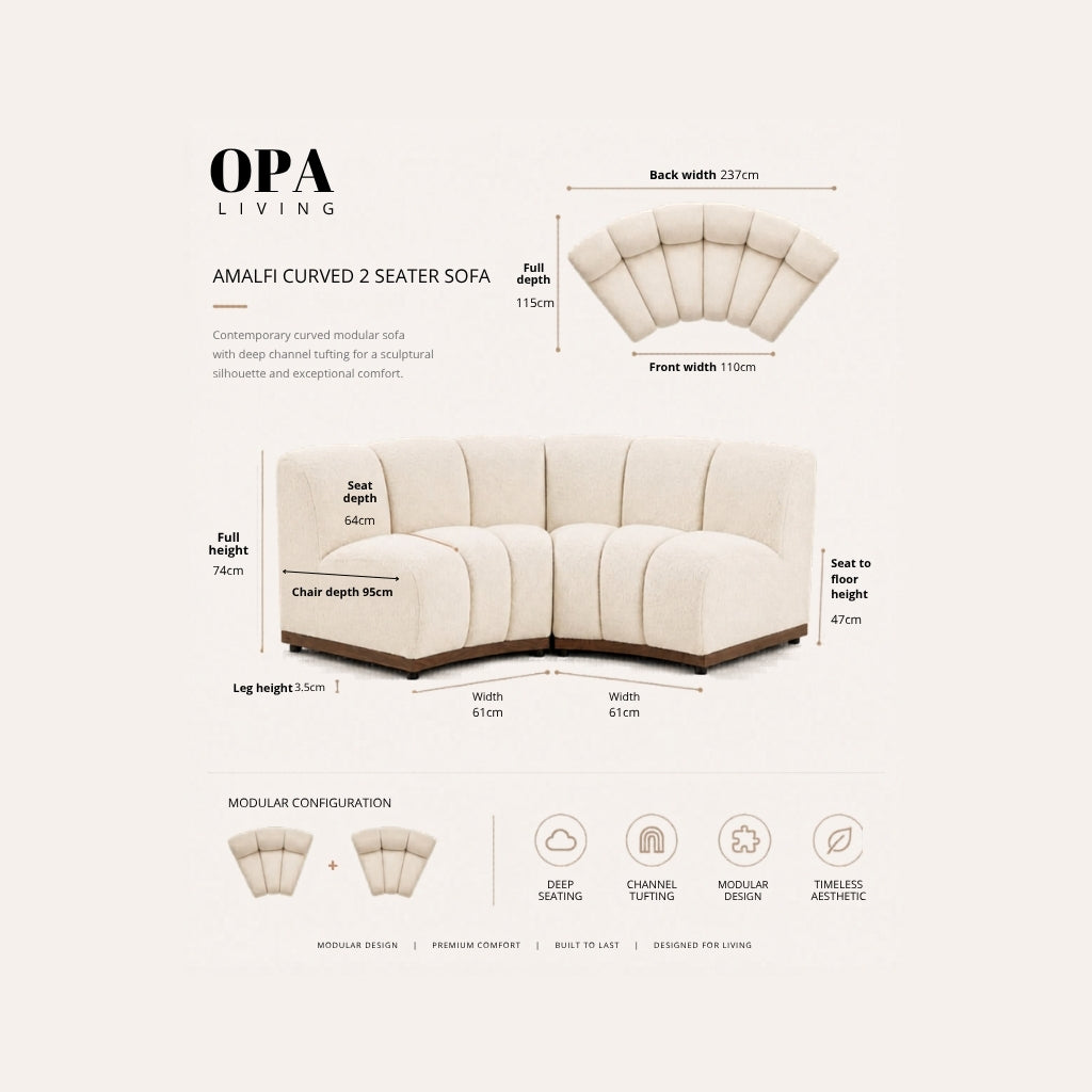 Amalfi Curved 2 Seater Sofa