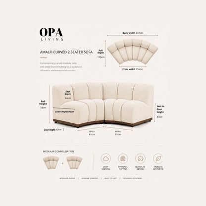 Amalfi Curved 2 Seater Sofa