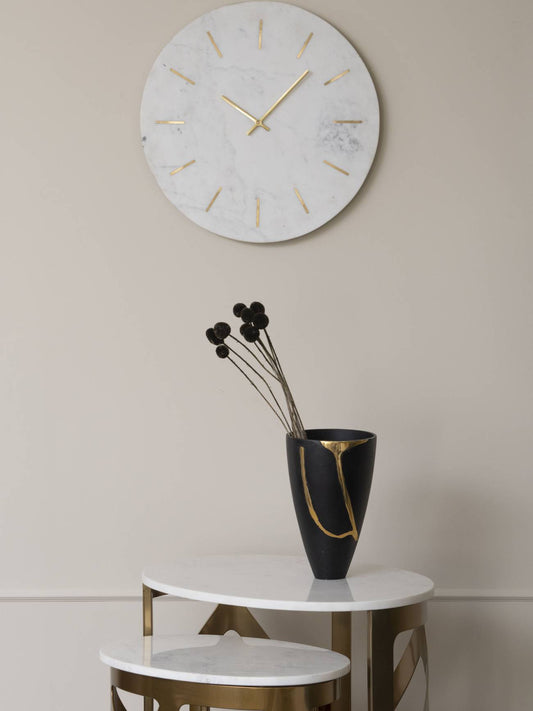 Onda Brass Inlay And Marble Wall Clock
