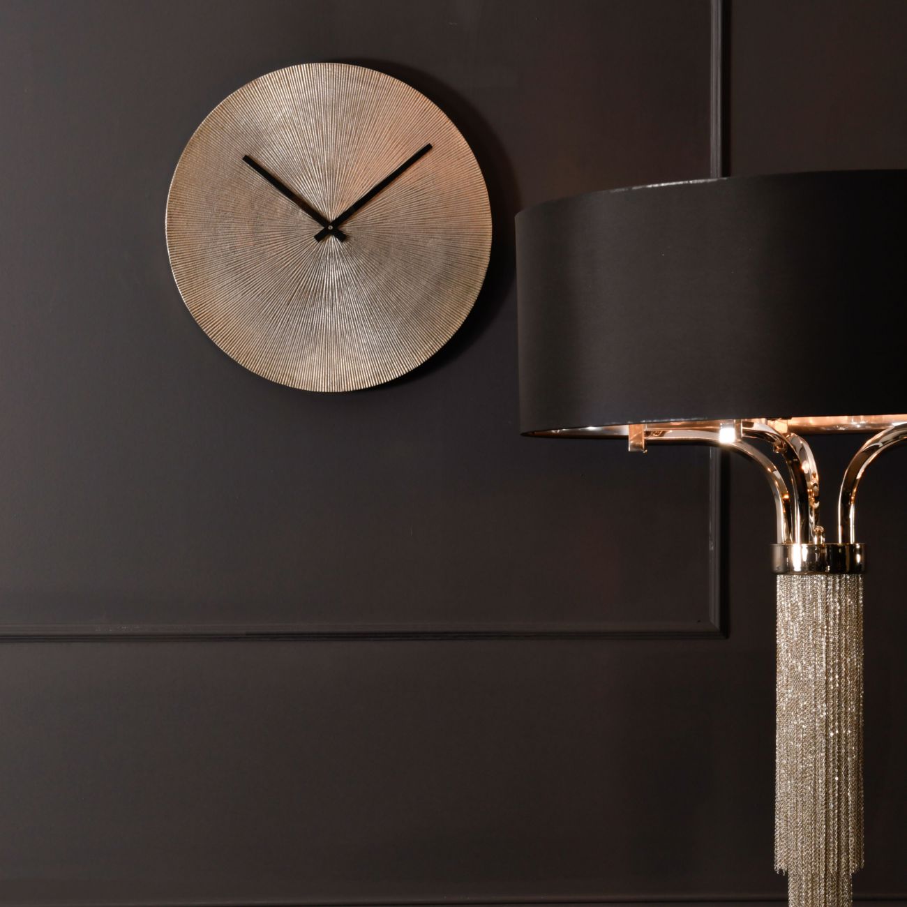 WALO Antique Silver Starburst Aluminium Wall Clock