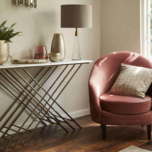 NORA White Marble And Antique Gold Console Table