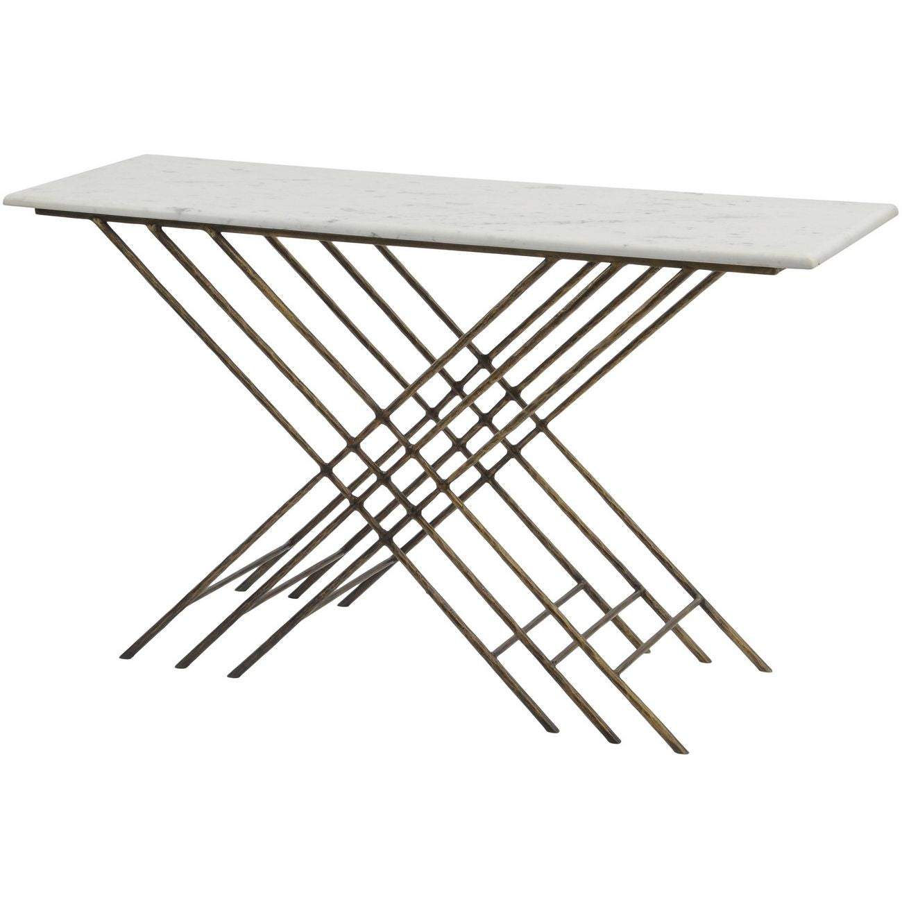 NORA White Marble And Antique Gold Console Table