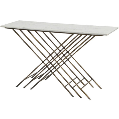 NORA White Marble And Antique Gold Console Table
