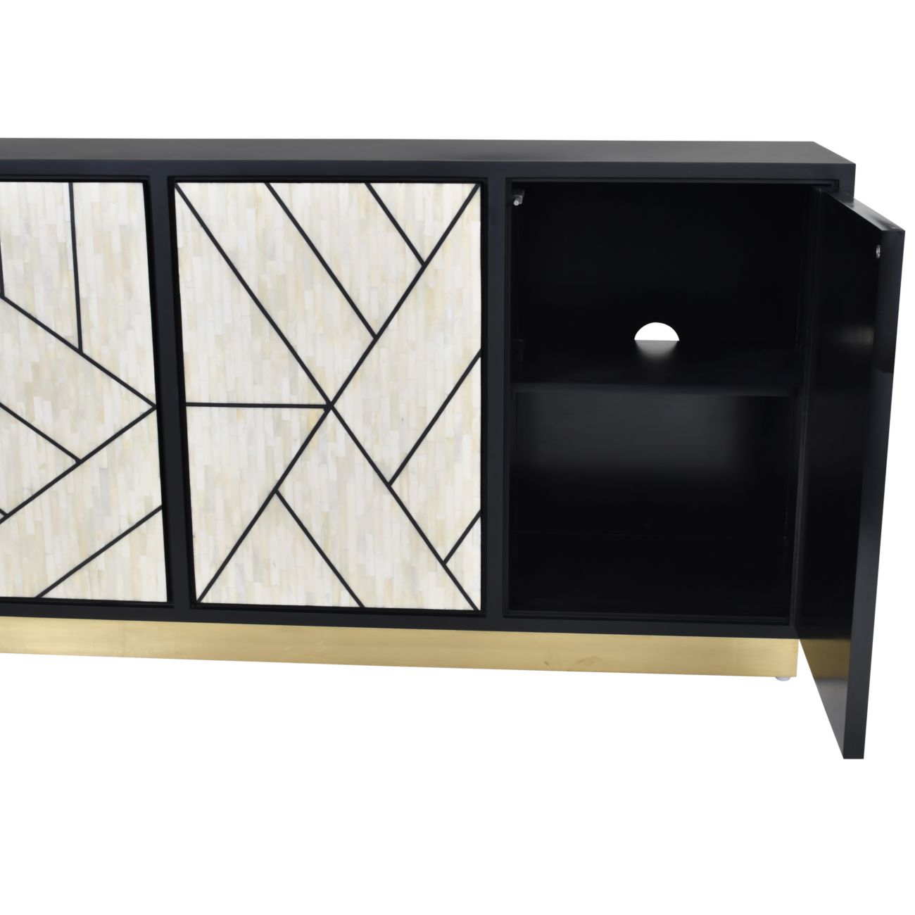 Milano Abstract 3 Door Cabinet with Bone Inlay