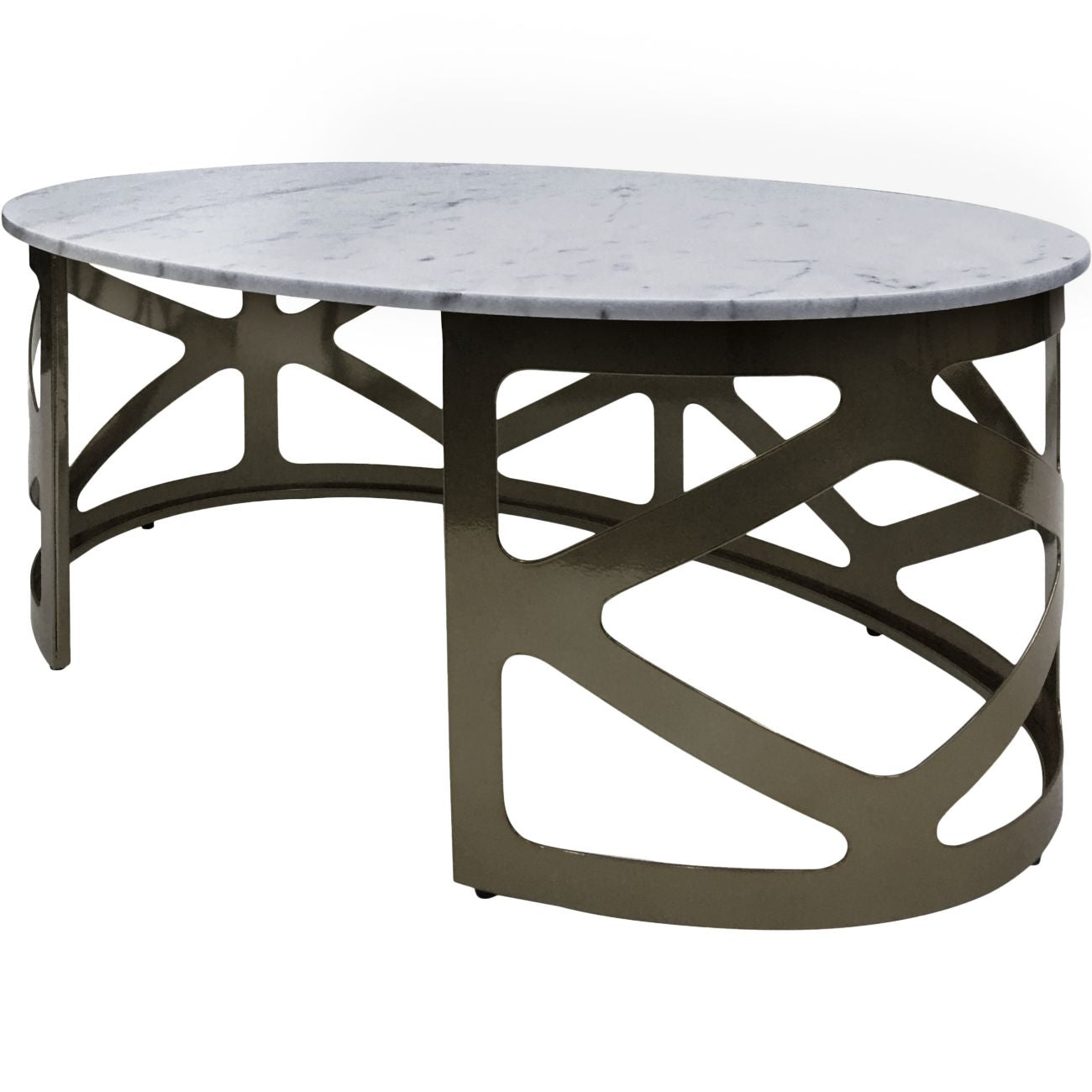 KOZU Coffee Table Metallic Black Nickel Finish with Grey Marble