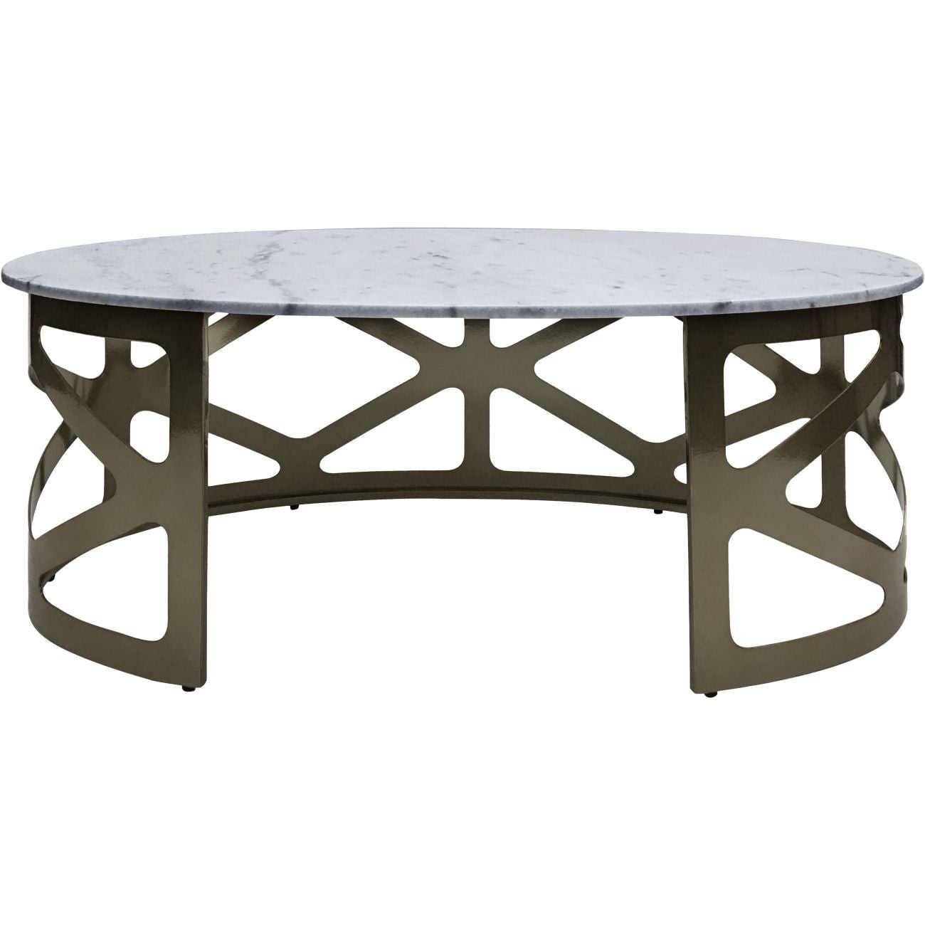 KOZU Coffee Table Metallic Black Nickel Finish with Grey Marble