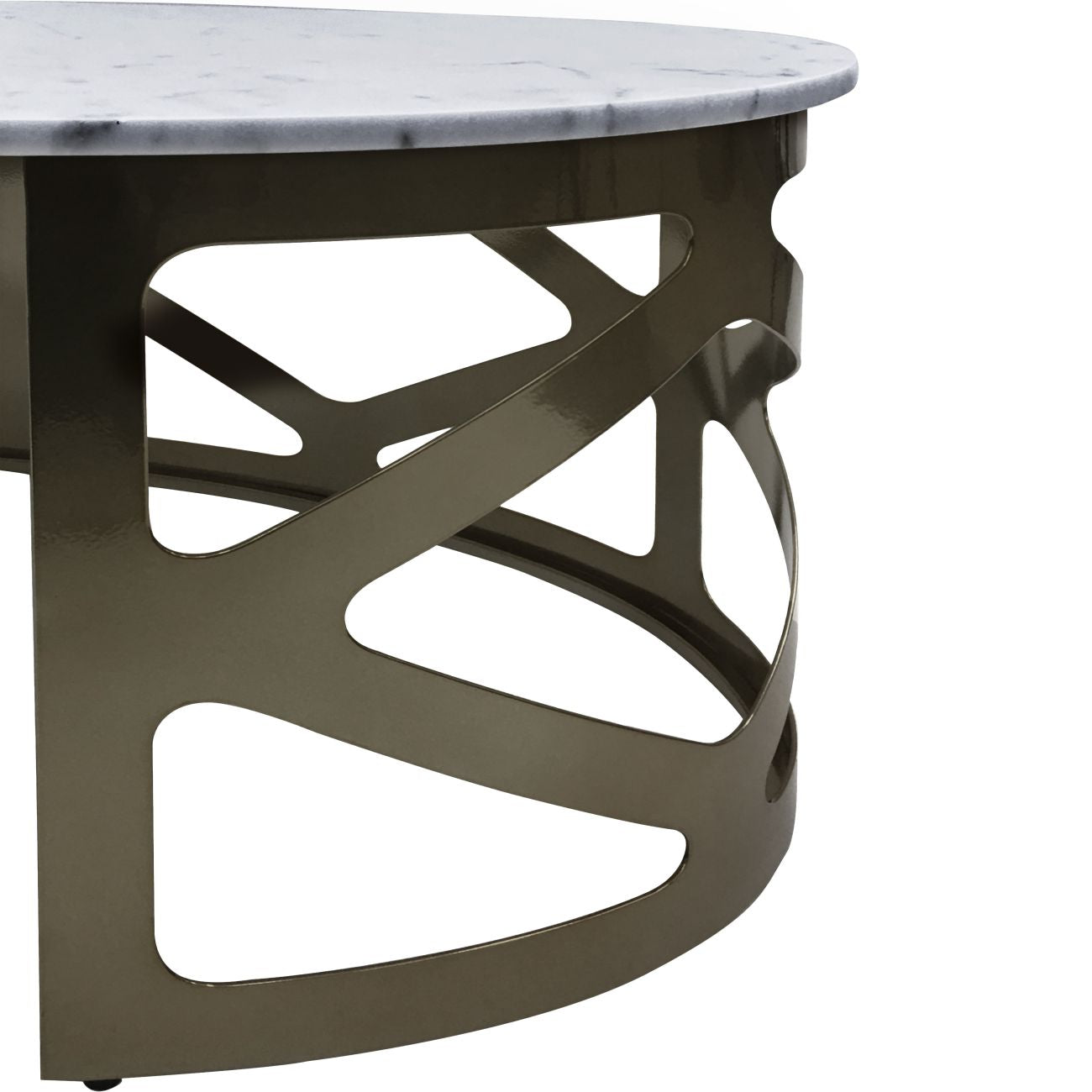 KOZU Coffee Table Metallic Black Nickel Finish with Grey Marble