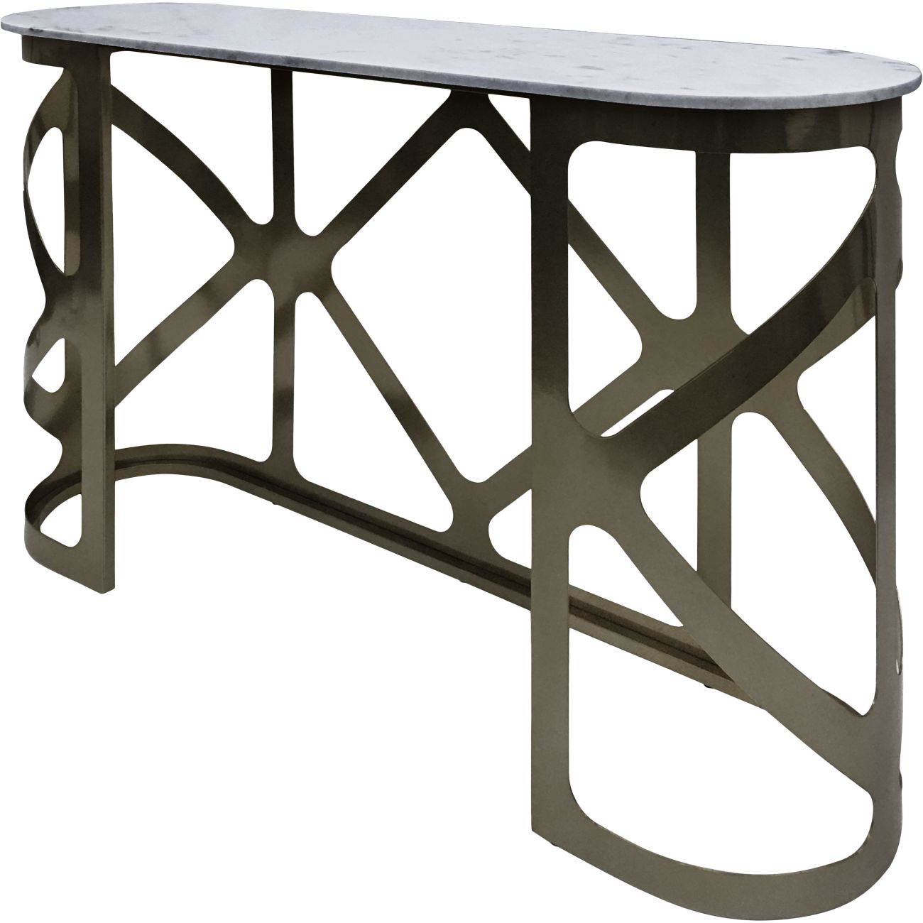 COZU Console Table Metallic Black Nickel Finish with Grey Marble Top