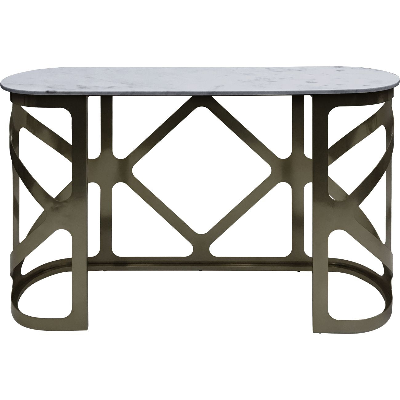 COZU Console Table Metallic Black Nickel Finish with Grey Marble Top