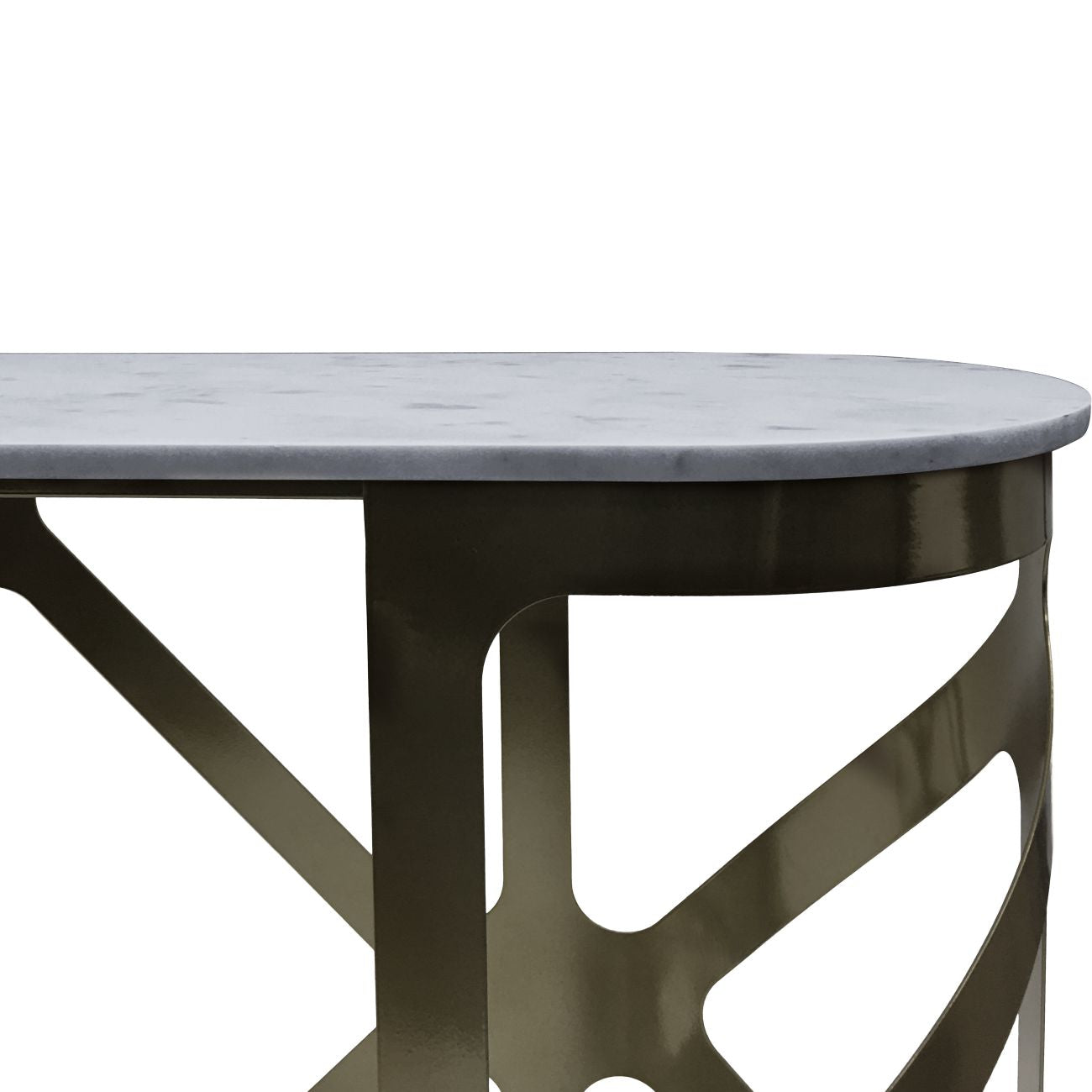 COZU Console Table Metallic Black Nickel Finish with Grey Marble Top