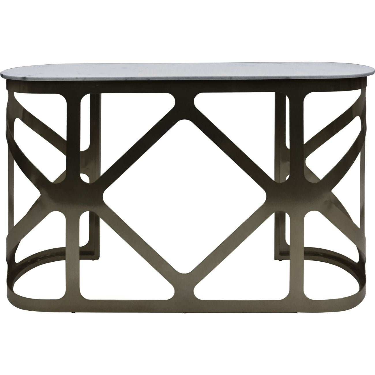 COZU Console Table Metallic Black Nickel Finish with Grey Marble Top