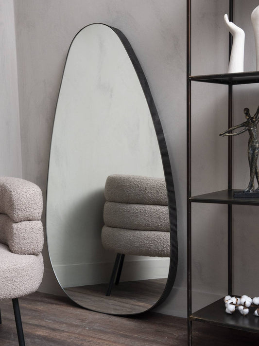 ORLENE Oversized Metal Framed Mirror Oak Wood Finish