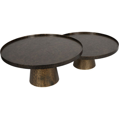 NUSA Set of 2 Iron Coffee Tables in Rustic Antique Gold