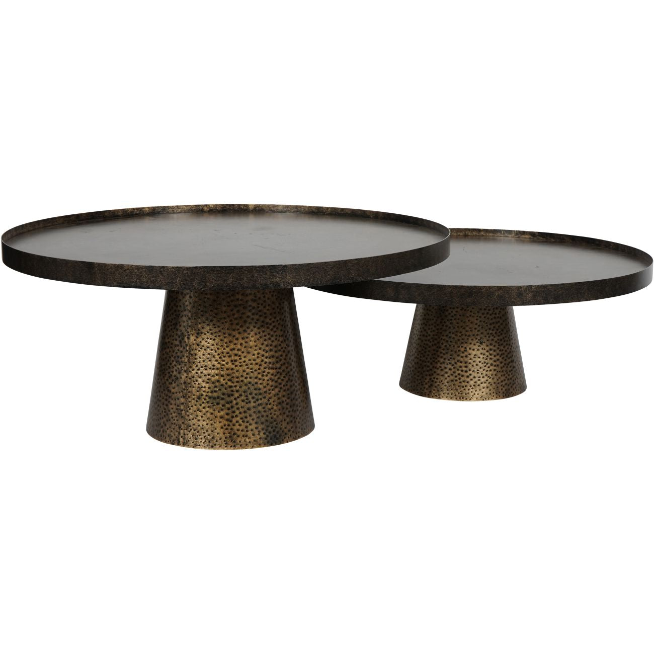 NUSA Set of 2 Iron Coffee Tables in Rustic Antique Gold