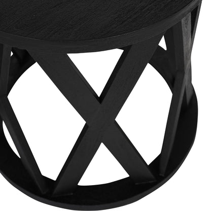 SOLU Solid Wooden Set of 2 Nesting Side Tables in Black
