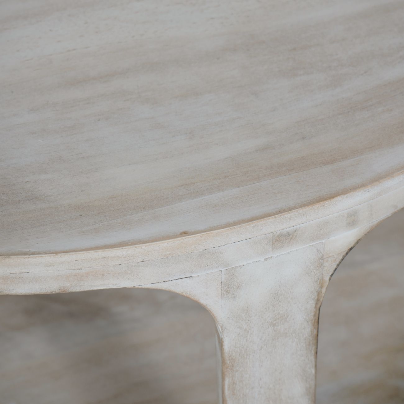 NOYAN Solid Carved Wooden Coffee Table in Whitewash Finish