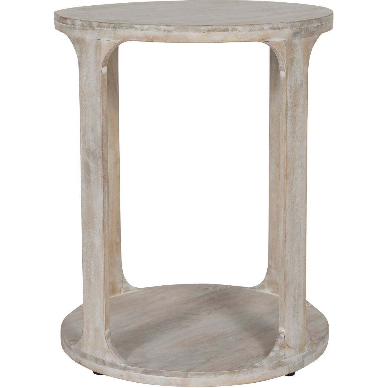 NOYAN Solid Carved Wooden Side Table in Whitewash Finish