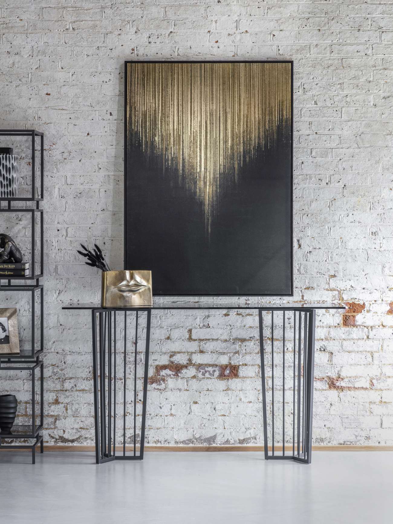 HANA Golden Rain Foiled Framed Canvas 140 x 100cm