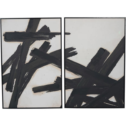 AURA Brushstrokes Off White Set of 2 Framed Canvas Wall Art