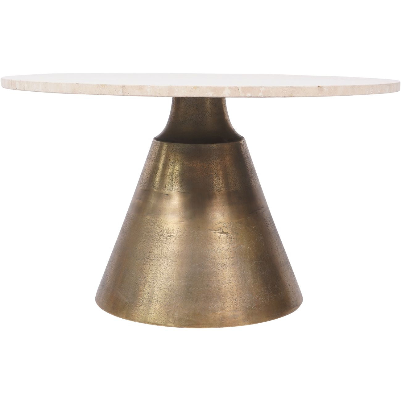 CAVA Antique Brass and Light Travertine Coffee Table Large 75cm