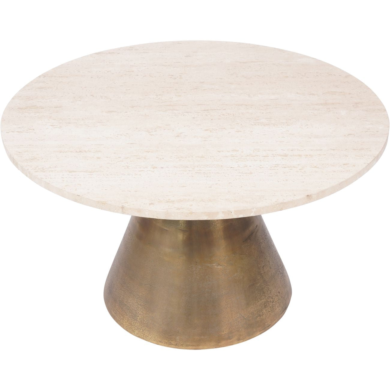 CAVA Antique Brass and Light Travertine Coffee Table Large 75cm