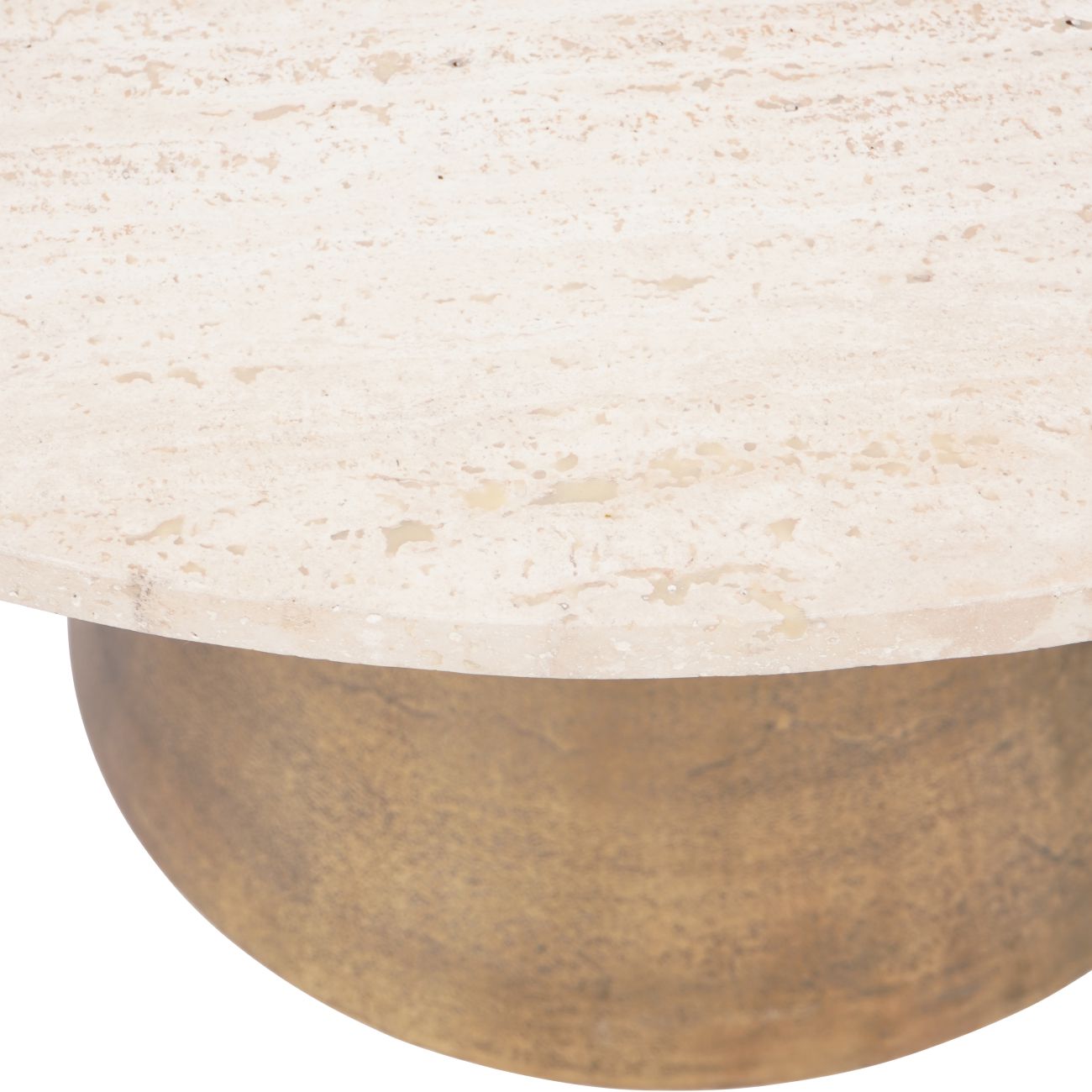 CAVA Antique Brass and Light Travertine Coffee Table Large 75cm