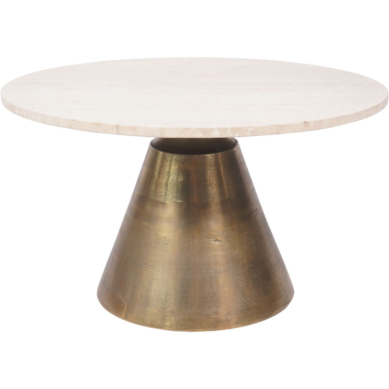 CAVA Antique Brass and Light Travertine Coffee Table Small 60cm