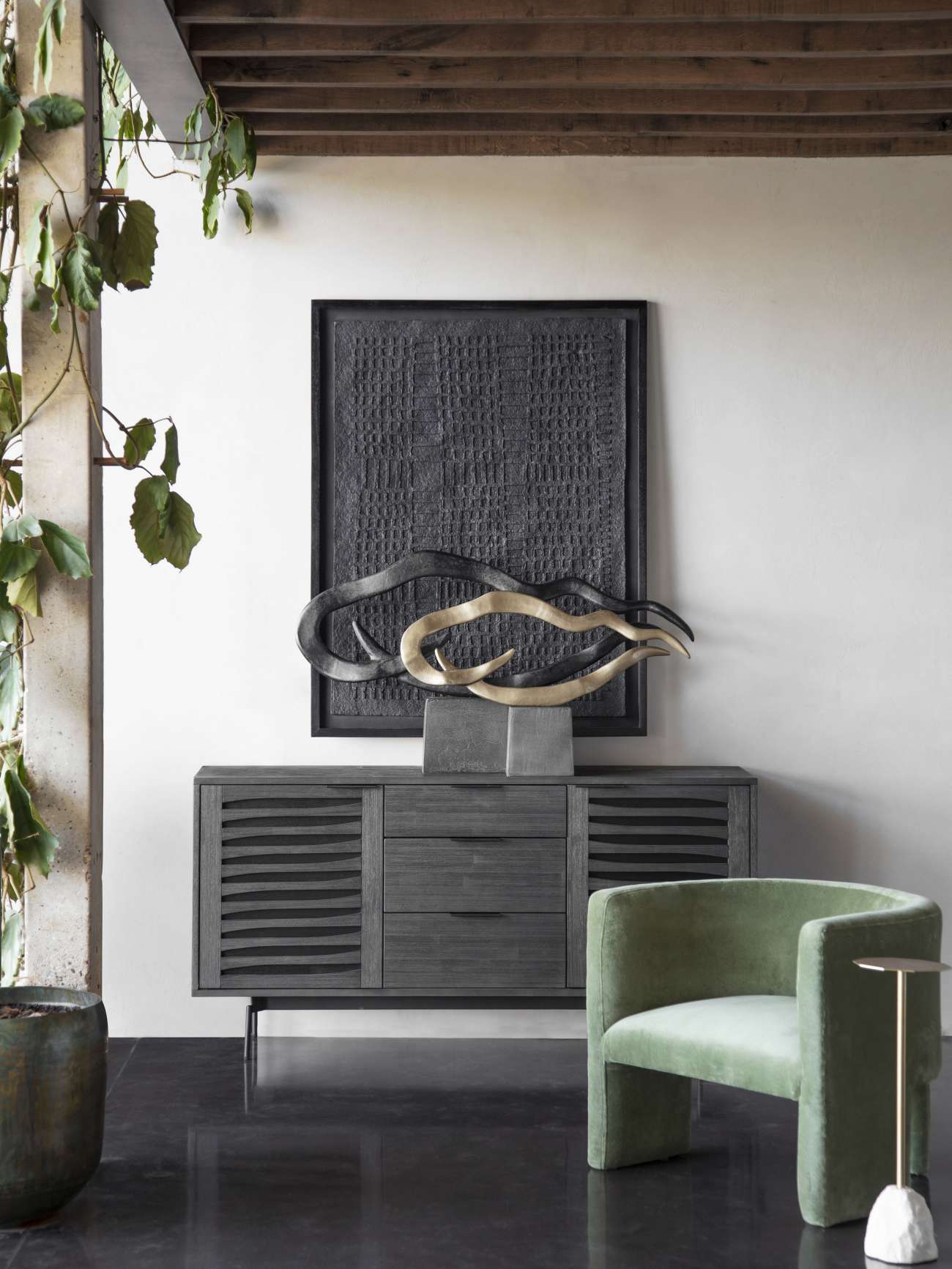 Tivani Black Acacia Buffet Cabinet