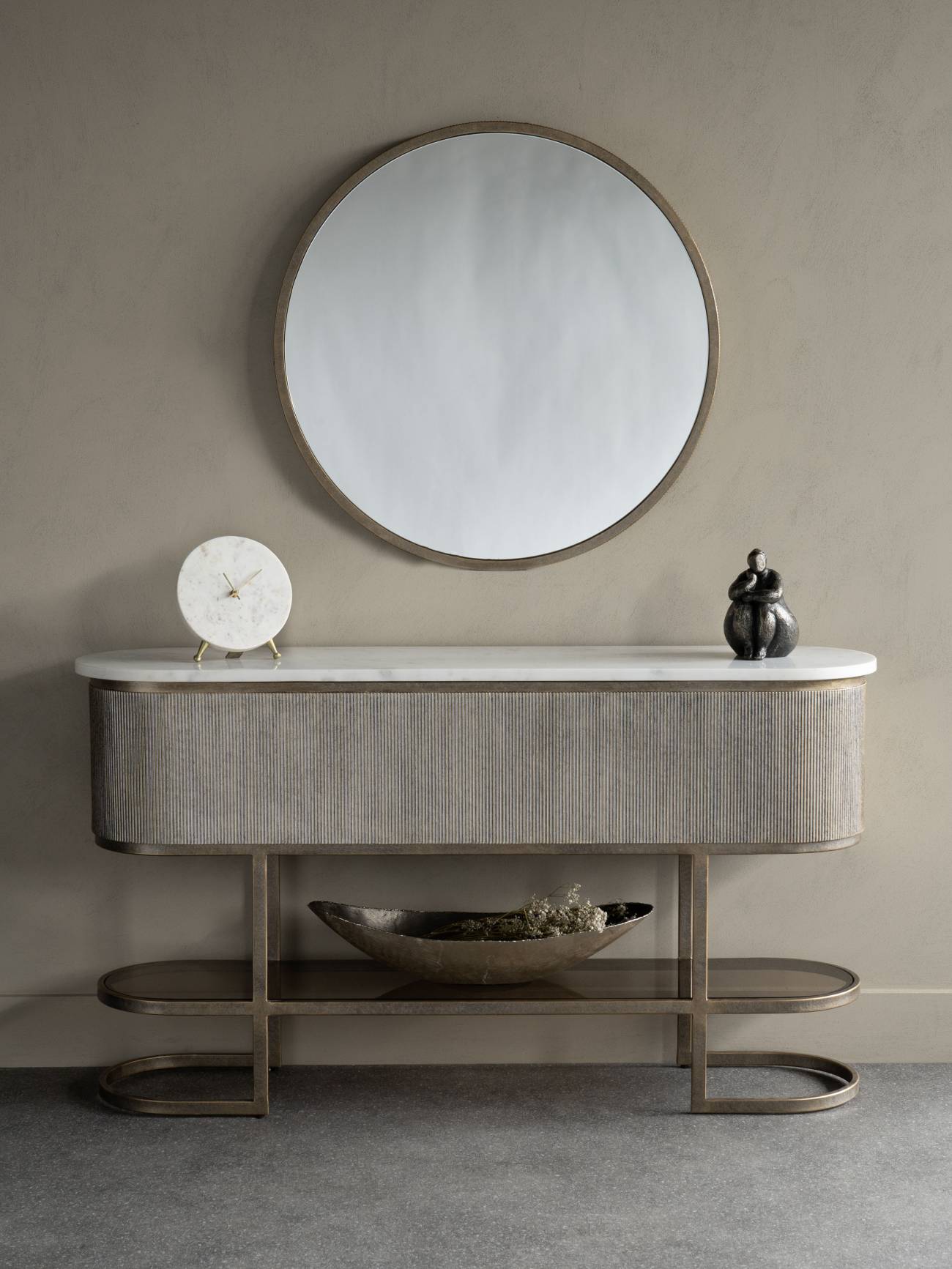 Serafina Aged Gold Console With Shelf