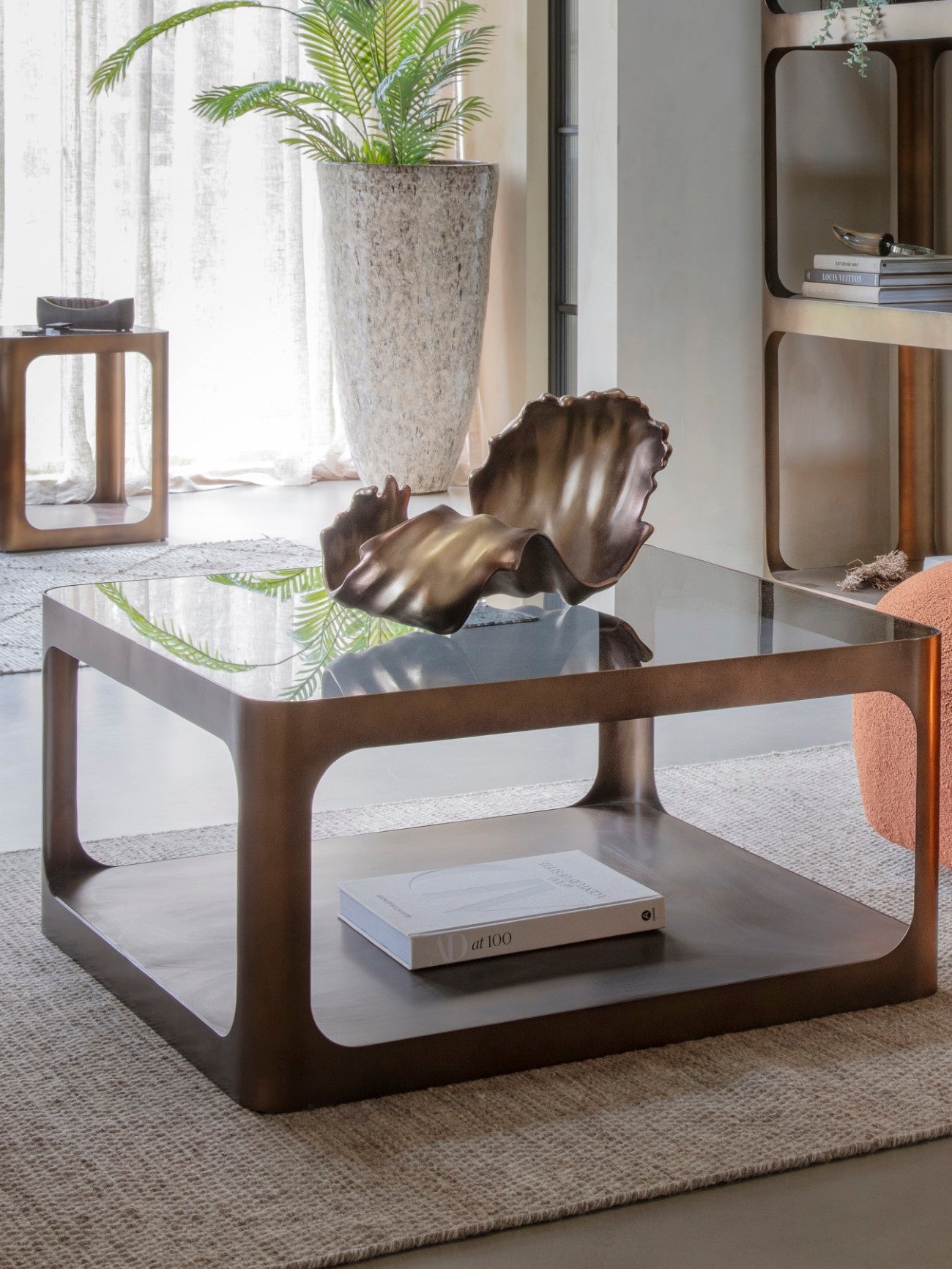 Monroe Metal & Glass  Square Coffee Table