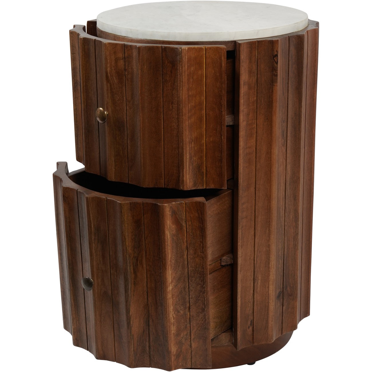 SUKU Curved Wooden Two Drawer with Marble Top Cabinet