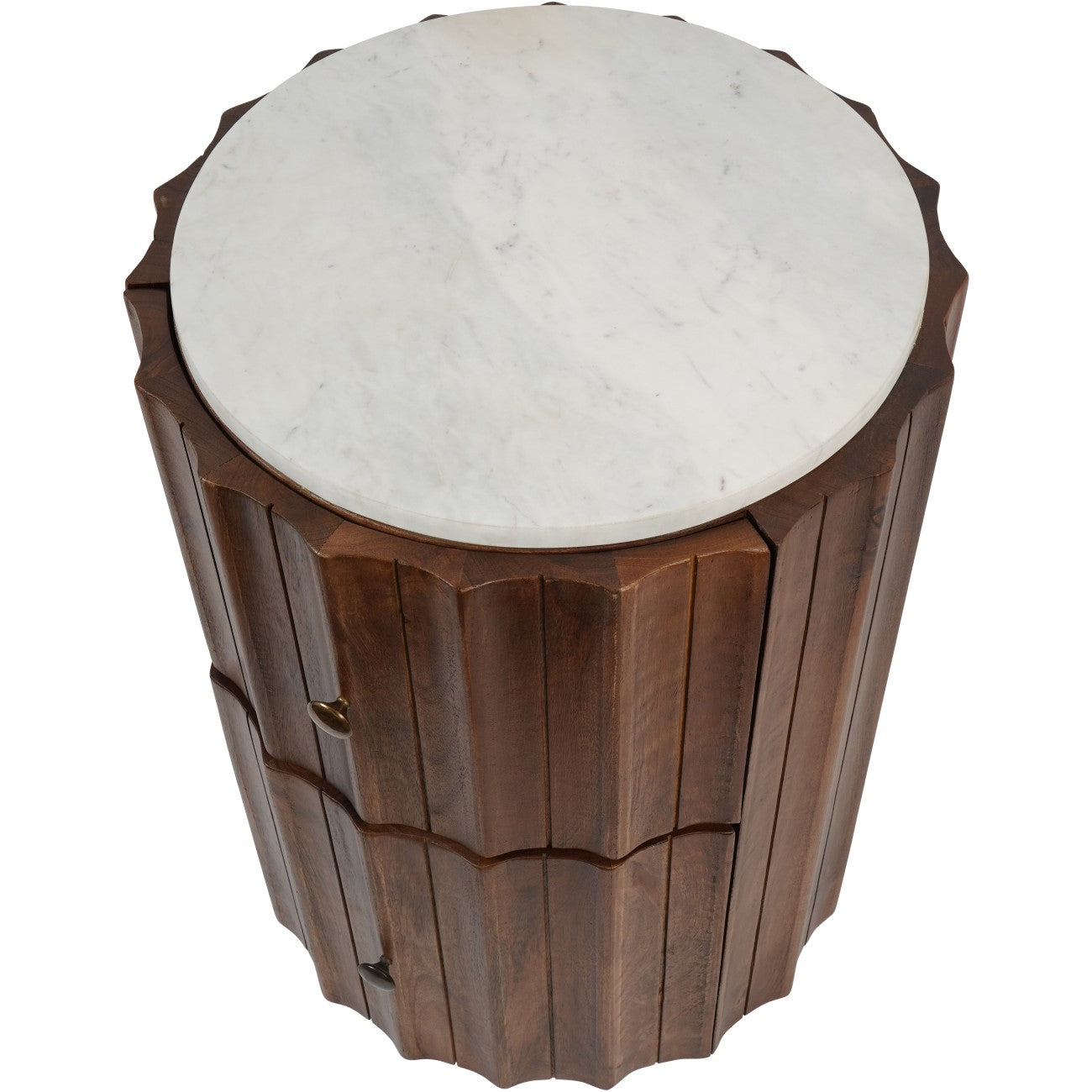 SUKU Curved Wooden Two Drawer with Marble Top Cabinet
