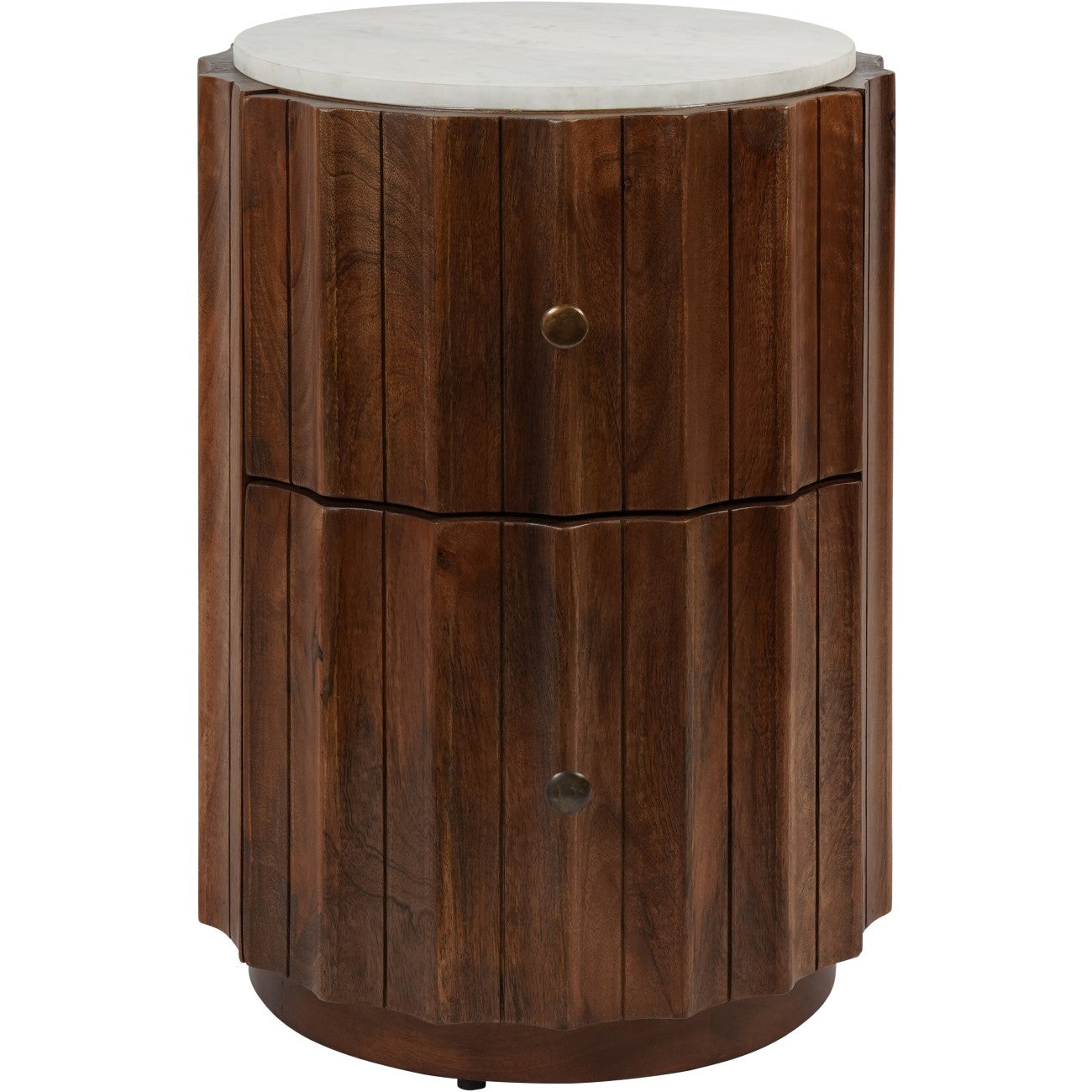SUKU Curved Wooden Two Drawer with Marble Top Cabinet