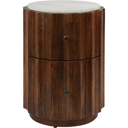 SUKU Curved Wooden Two Drawer with Marble Top Cabinet