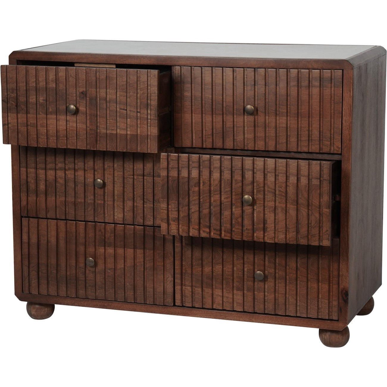 SUKU Wooden 6 Drawer with Marble Top Cabinet