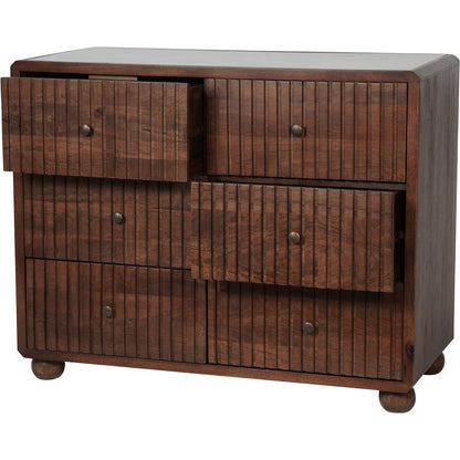 SUKU Wooden 6 Drawer with Marble Top Cabinet